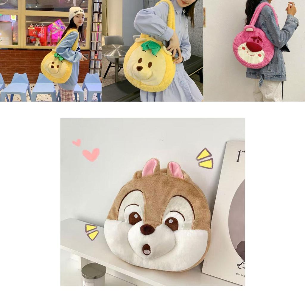 Pineapple Pup And Strawberry Bear Plush Cartoon Shoulder Bag Large Capacity Tote For Everyday Use