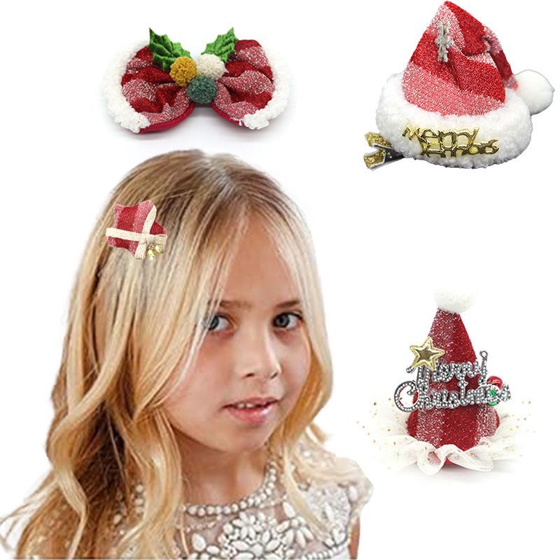 European-American Style Christmas Hat Hair Clip - Cute Girly Hair Accessory & Decoration