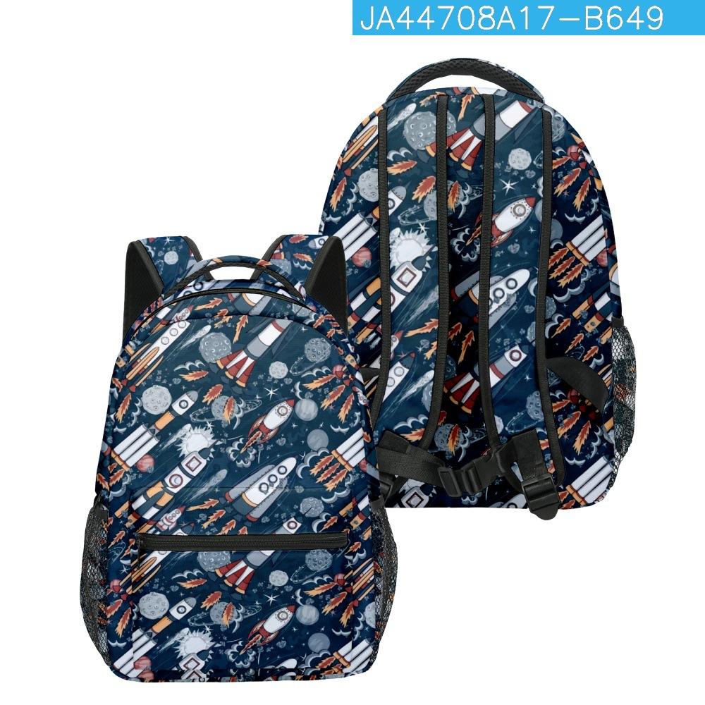 Kpop Youthful School Bags Unisex Space Rocket Spacecraft Travel Bags 3D Print Oxford Waterproof Notebook Shoulder Backpacks