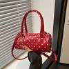 Yogodlns Chic Black & White Polka Dot Stylish Cylinder Crossbody Bag Braided Handle PU Leather Zip Closure Versatile Messenger Bag for Women