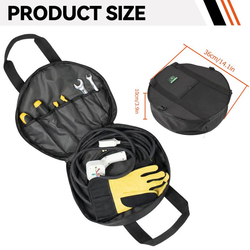 Wasserdichte Aufbewahrungstasche für EV-Ladekabel, tragbarer Organizer-Koffer für Ladekabel von Elektrofahrzeugen, Autozubehör, strapazierfähiges Nylon