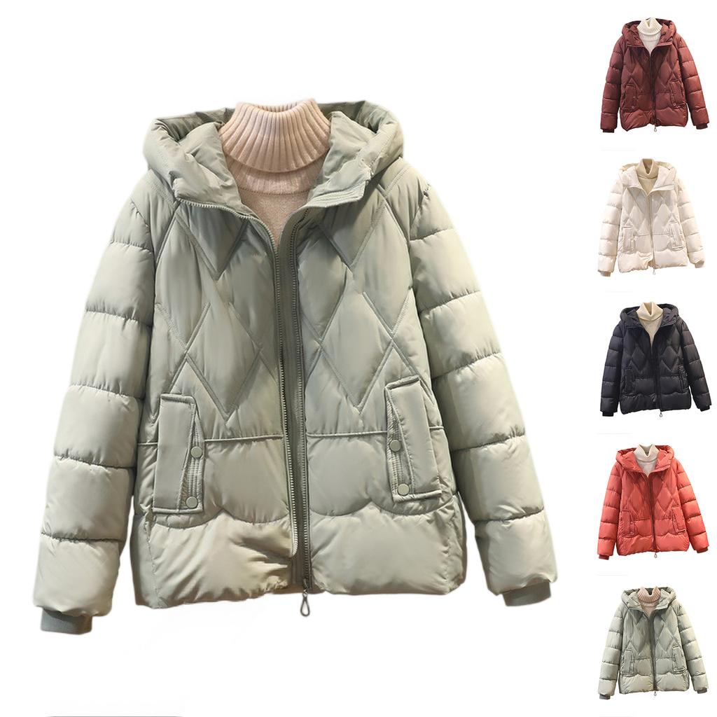 Women's Hooded Coat Ladies Winter Cotton Coat Thickened Warm Jacket