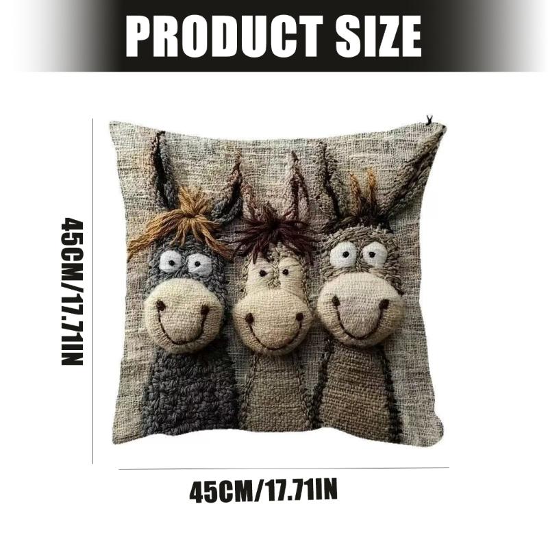 Multifunctional Plush Cushion Cover Features Fun Donkey Pattern Ideal for Sofa Bed Decoration