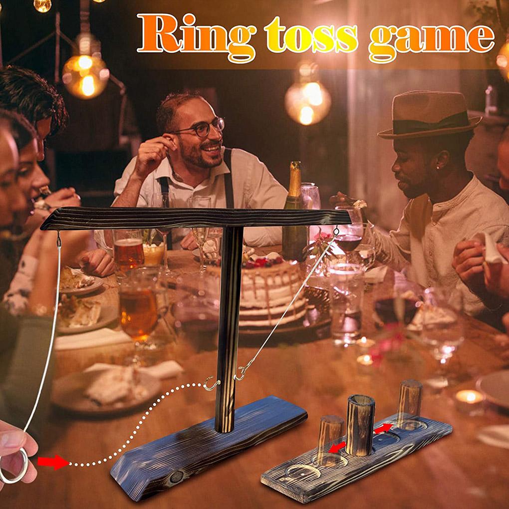 Montessori Toy Ring Toss Drinking Game  Russia Turntable Shot Glass Game Party Toys Ring Toss Hooks Fast-paced Interactive Game