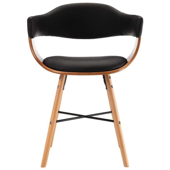 VidaXL Chaises de salle à manger 2 pcs Noir Similicuir et bois courbé