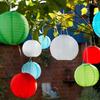 12 inch Colorful Lantern Waterproof Outdoor Garden Decoration Holiday Supplies Nylon Round Hanging LED Solar Lantern
