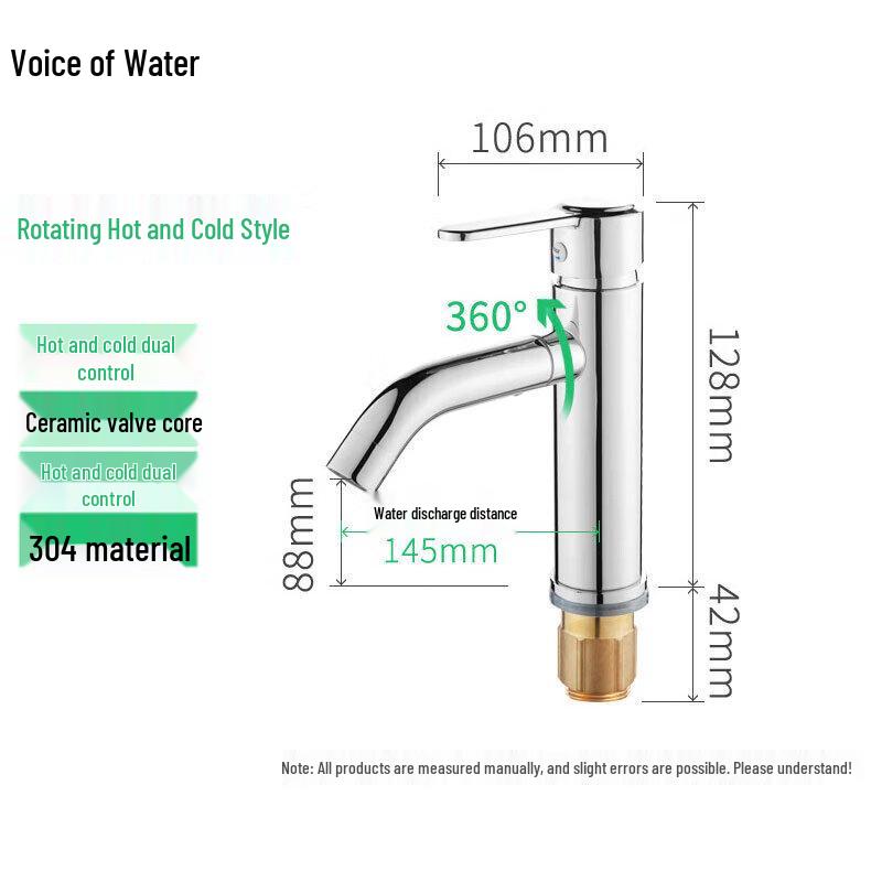 Shuizhisheng Edelstahl Drehbarer Beckenwasserhahn