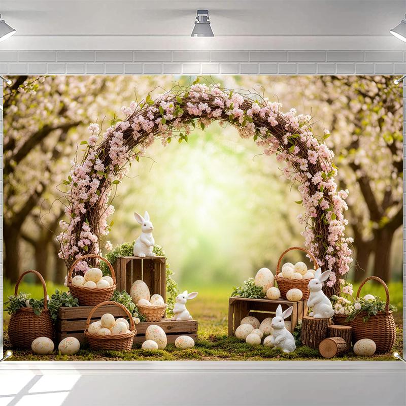 LS Easter Themed Backgrounds Kids Adult Photography Props Child Baby Decors Spring Garden Flower Arch Photo Studio Backdrops