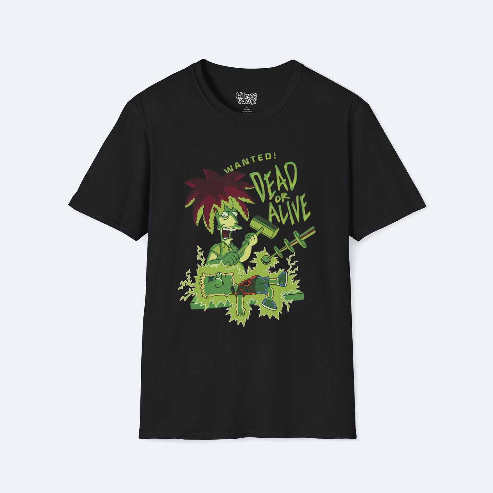 The Simpsons Bart Wanted Dead Or Alive Sideshow Bob T-Shirt, Graphic Tee, Cartoon Character Shirt, Funny Unisex Top, Pop Culture Clothing 3XL