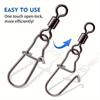 50pcs/box Heavy-Duty Ball Bearing Fishing Swivels Snaps with 8-Shaped Swivel Rings Stainless Steel for Saltwater Lure Connector 260319