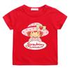 Cute Strawberry Shortcake T-Shirt for Children Retro Cartoon Print Tees Cotton 100% Short Sleeved Casual O-Neck Kids Tops Summer