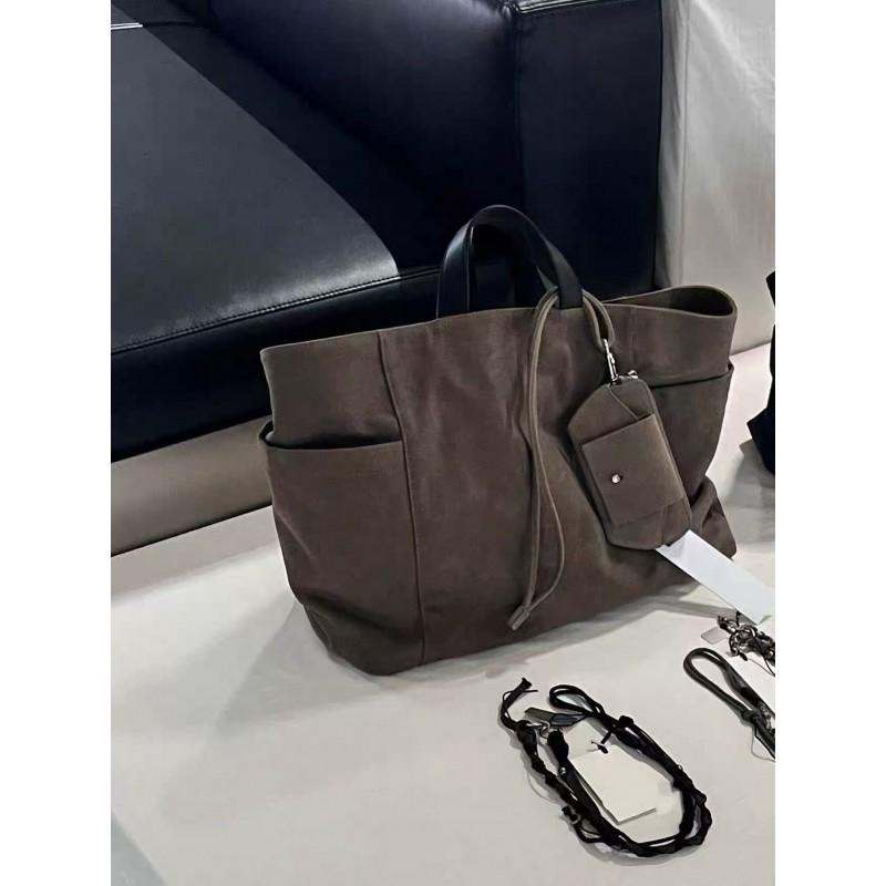 2025 Winter Oversized Canvas Tote Bag With Contrast Color Design Streetwear Chic Shoulder Handbag Daily Wear