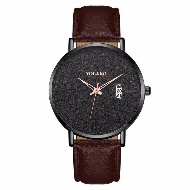 Marca YOLAKO, elegant, minimalist, ceas pentru bărbați, ceas cu curea din piele, calendar în stil britanic, simplu, ceas cu cuarț Erkek Kol Saati