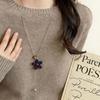 Korean Style Colorful Plush Flower Pendant Necklaces for Women Girls Casual Trendy Pull-Out Long Sweater Necklaces Jewelry Gifts