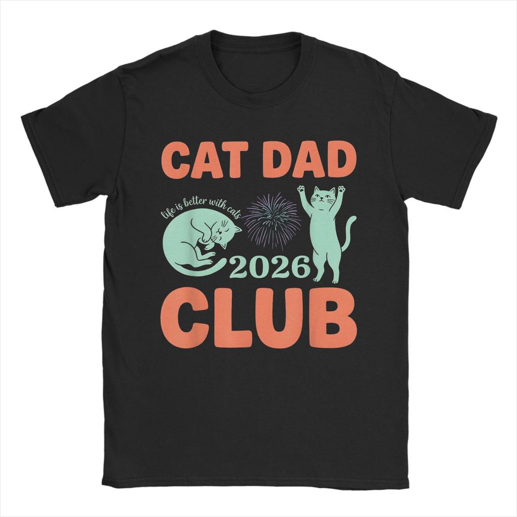 Cat Dad T-Shirt Funny Men Printed Short Sleeve Tees