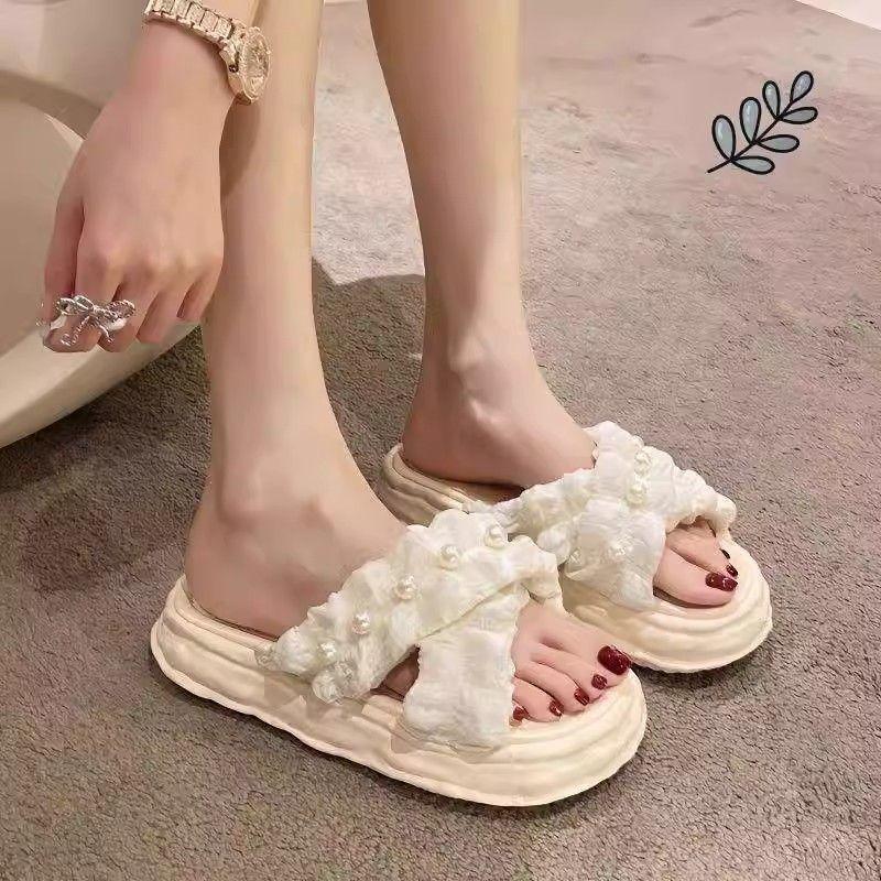 Pearl sandals summer new casual shoes women's pearl shoes sandals wear fashion soft sole