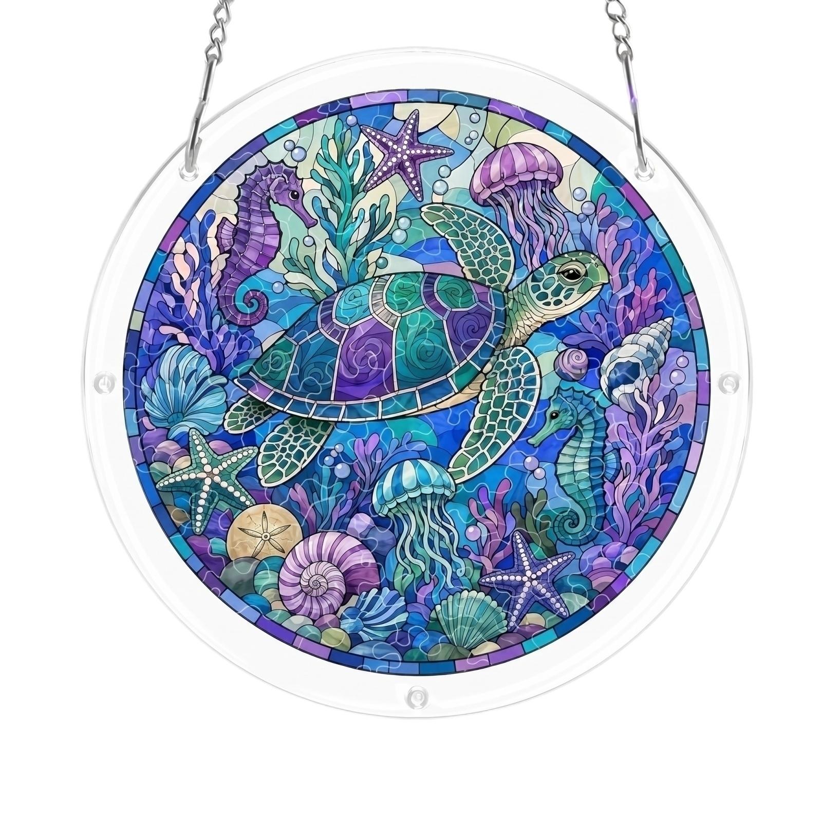 

Acrylic Suncatcher Window Decoration Turtle Design 2D Layered Single 2mm Thickness Hanging Ornament Indoor Outdoor Use One Size