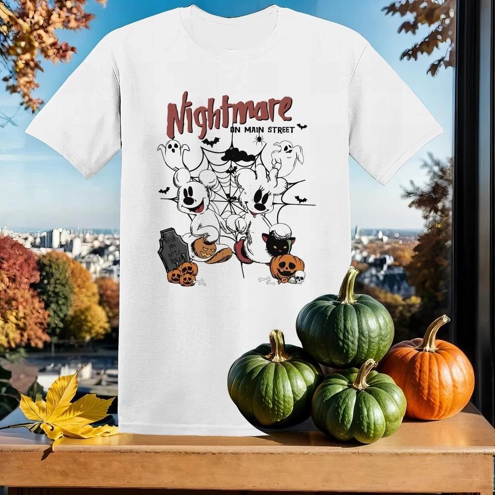Halloween Mickey Friends Nightmare On Main Street White Tshirt S