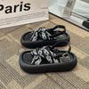 Black Platform with Skirt Sandals Women's New Spring French Fairy Style Roman Shoes