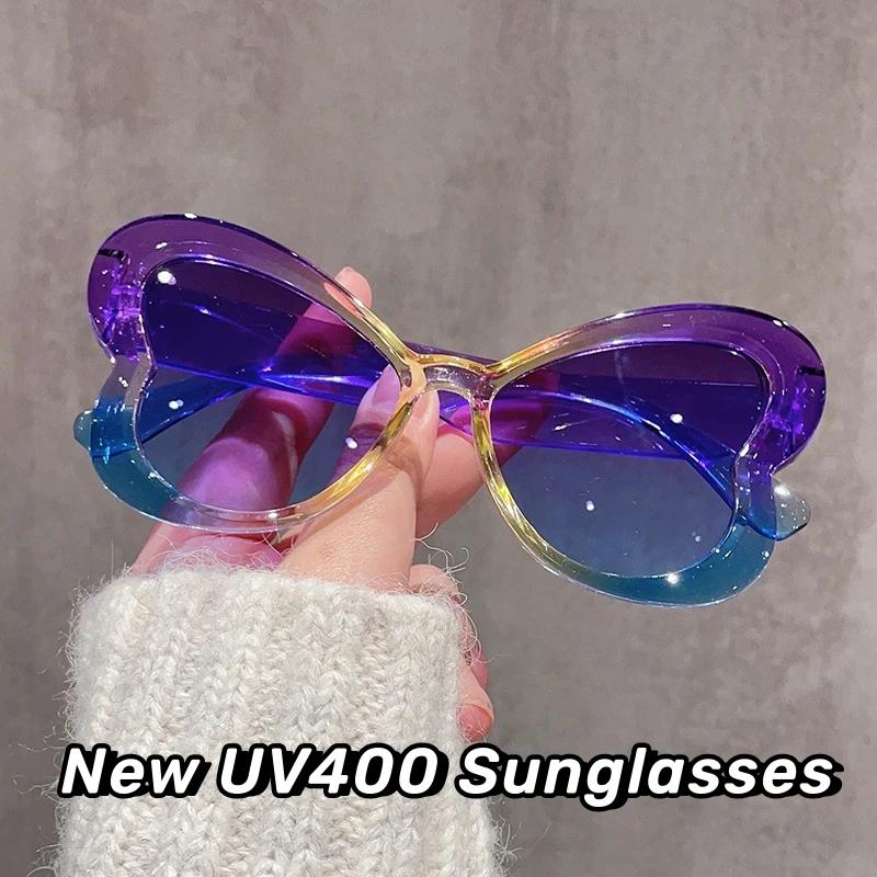 Men Women Gradient Color Sunglasses Butterfly Frame Sunglasses Travel Beach Party Photography Premium Sunglasses Latest