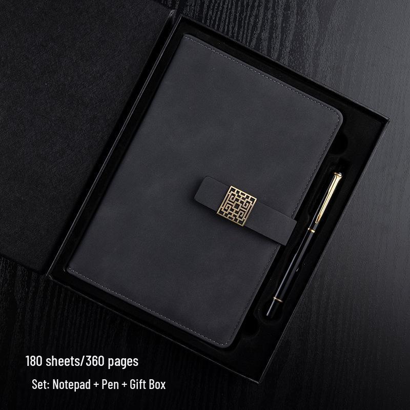 A5 PU Leather Buckle Notebook - Business Office Meeting Record Book (Custom Logo Available)
