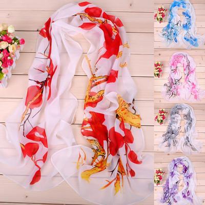 Elegante primavera estate pittura a inchiostro vecchio albero stampa floreale donne chiffon sottile scialle lunga sciarpa