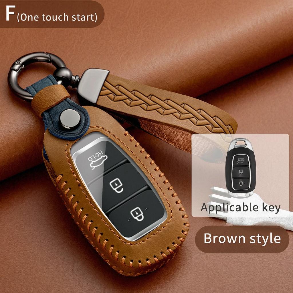 Leather Smart Key Fob Cover For Hyundai Sonata Tucson Santa Fe Elantra Palisade Kona Staria Ioniq 5 6 Grandeur 3 4 5 Button Case