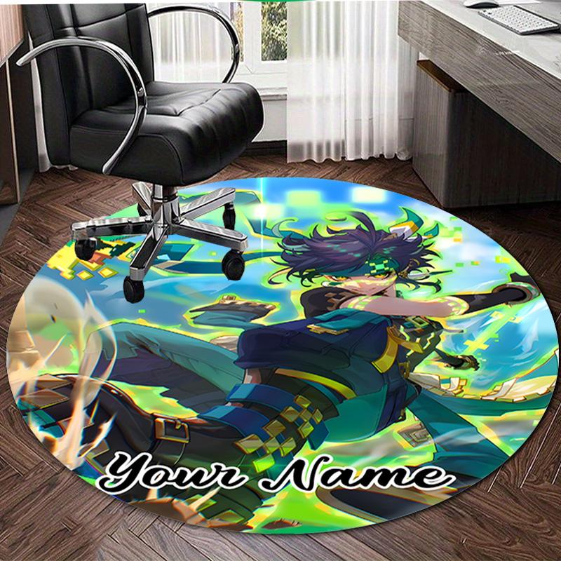 Personalized Genshin Impact Round Chair Office Rug - Perfect for Mat, Office Chair & More - Ideal Gift for Birthdays and Holidays