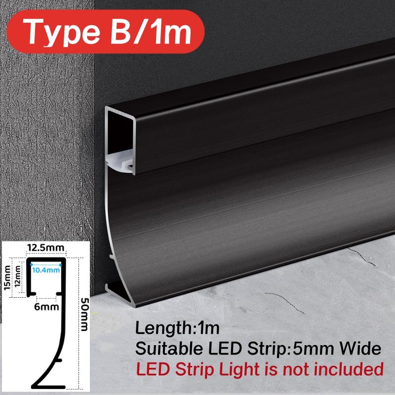 0.5m/1m Hidden Corner LED Skirting Line Aluminum Profile Recessed Backlight Baseboard Connector Wall Trim Floor Bar Strip Light