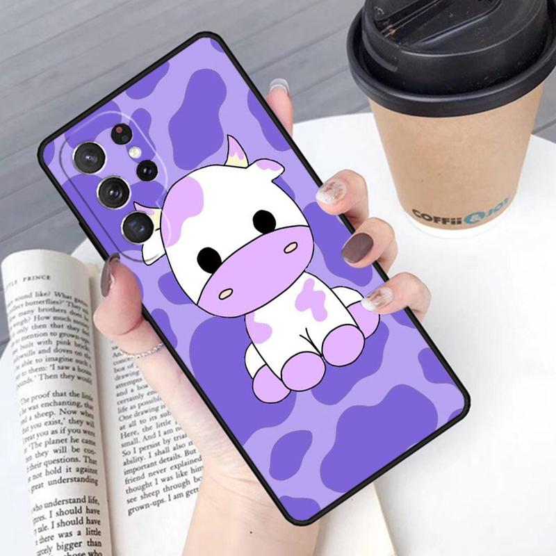 Cartoon Cute Cow Spots Phone Case Cover For Samsung Galaxy S24 S25 Ultra S21 S22 Ultra S10E Note 10 Plus Note 20 FE S23
