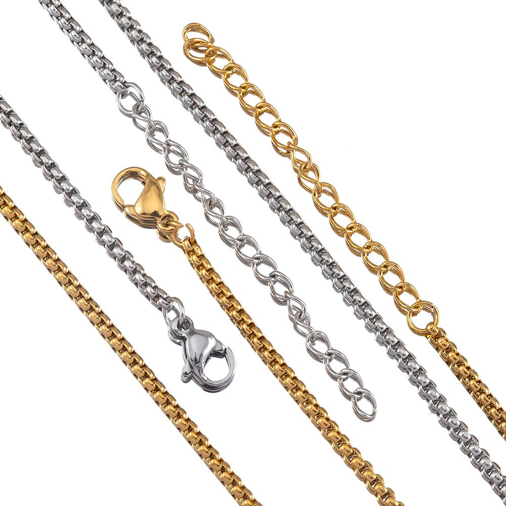 5pcs 10pcs 2pcs Stainless Steels Box Chian Necklace Choker Chain 46cm Lobster Clasp Beaded Chains DIY Jewelry Making Wholesale