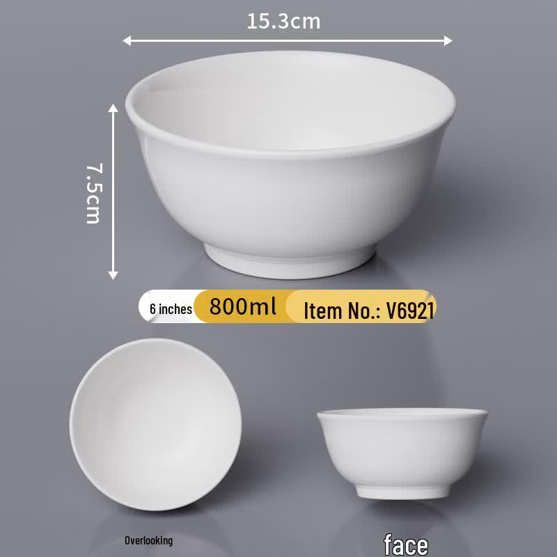 SHALL White Melamine Rice & Soup Bowls