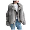 Womens Ladies Warm Solid Color Plush Long Sleeve Motorcycle  Winter Short Coat