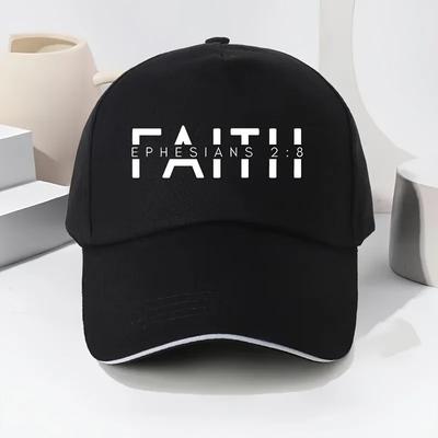 Faith Ephesians 2:8 Graphic Baseball Cap Adjustable Polyester Casual Sports Hat