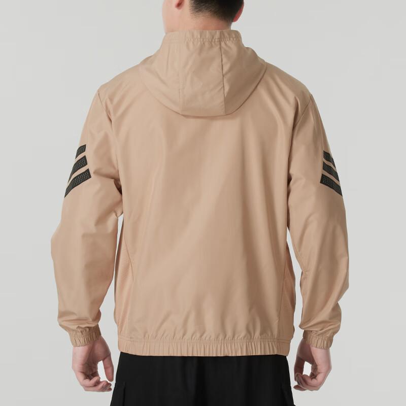 adidas Športový lifestylový značkový logotyp Módna vonkajšia vetruvzdorná ležérna bunda s kapucňou Pánska bunda Hnedá JM6751