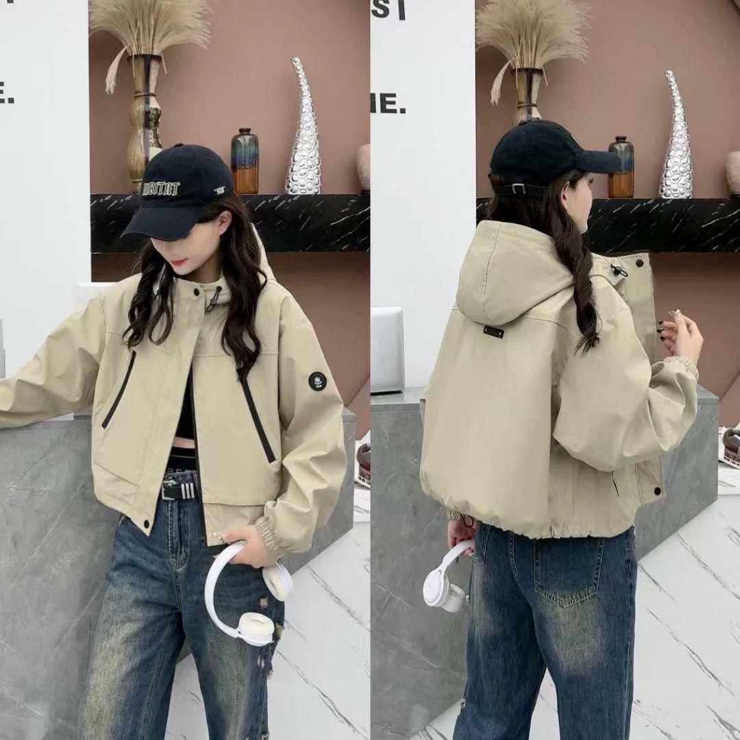 

Petite Hooded Cotton-Insulated Windbreaker: Loose Fit, Stylish Casual Short Jacket for Autumn/Winter S [Recommended for 40-50kg]