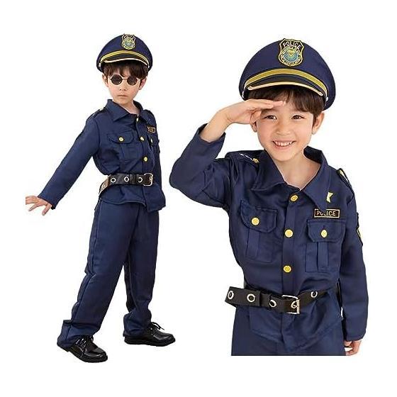[monoii] Authentic 9-Piece Full Set Police Cosplay Children Police Officer Halloween Costume Kids Police Uniform Boys Costume Cosplay Costume