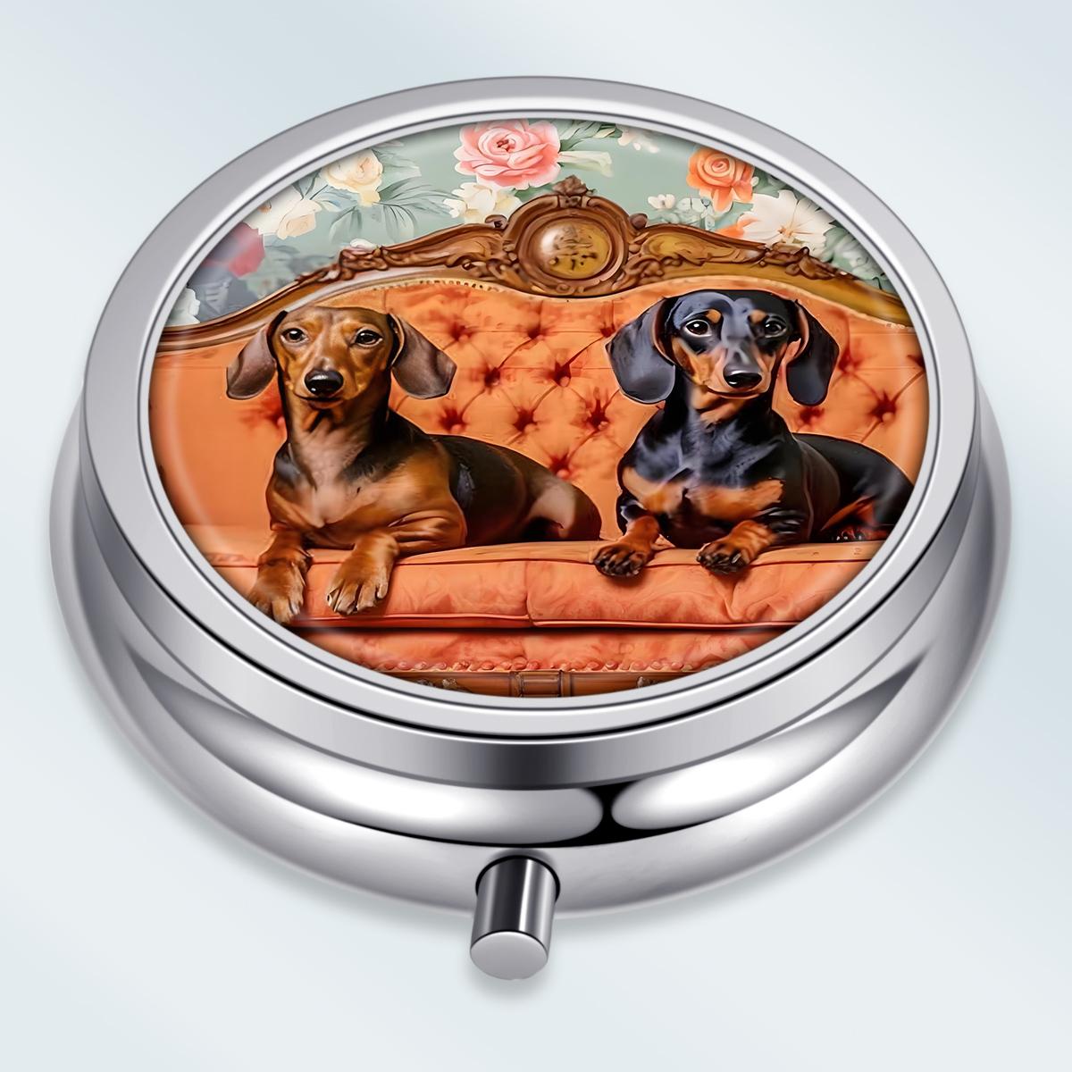 

Portable Pill Box with 3 Compartments, Mini Metal Medicine Organizer Case, Cute Printed Pill Container for Vitamins, Pills, Jewelry, Travel, Daily Use разноцветный