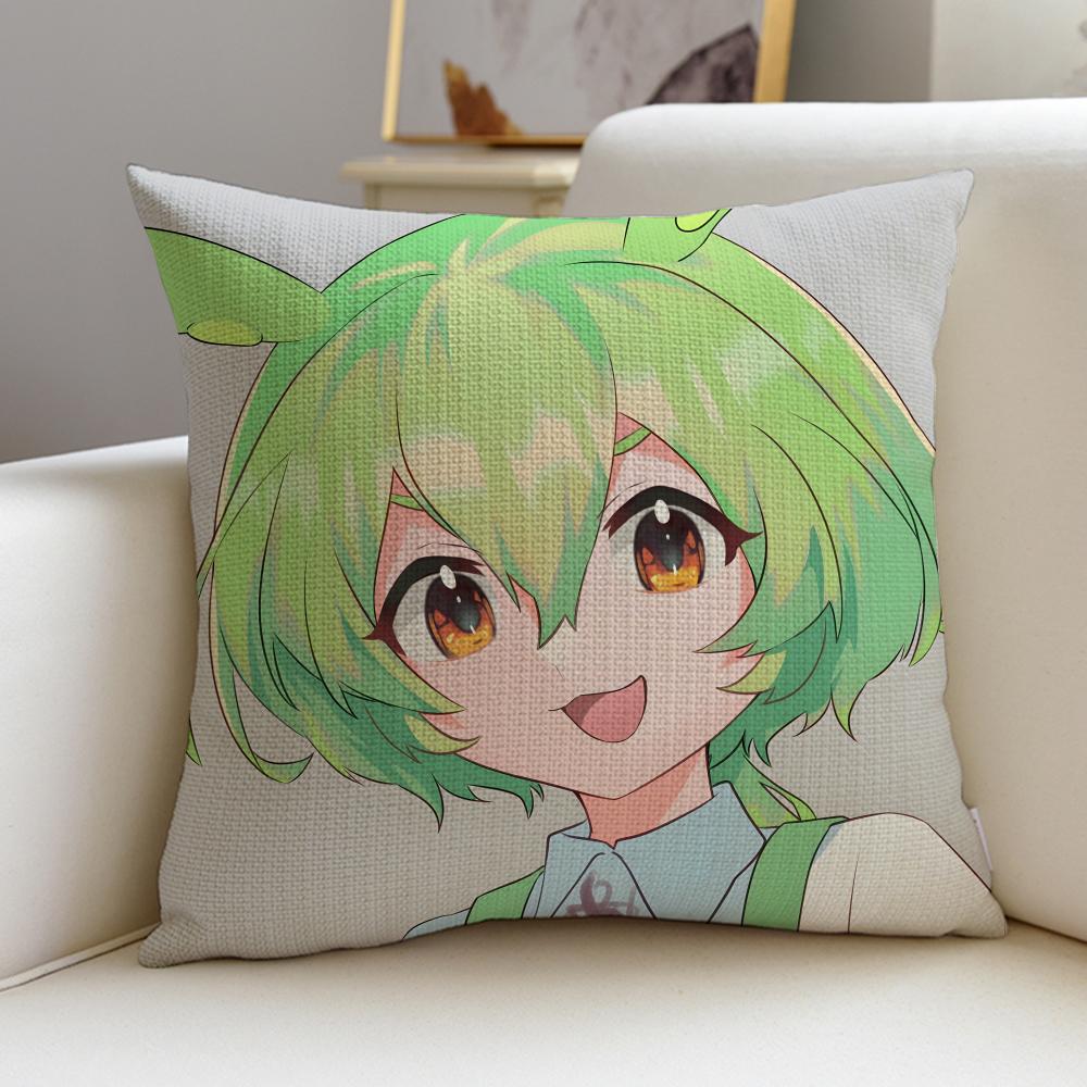 Cute ZZundamon AnimeS Cushion Cover Breathable and skinfriendly linen pillowcase square removable and washable cushion