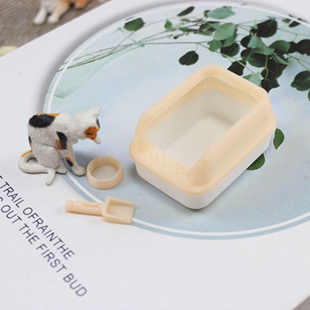 3Pcs/set Mini Cat Litter Box Miniature Doll Home Decoration Cute Pet Supplies