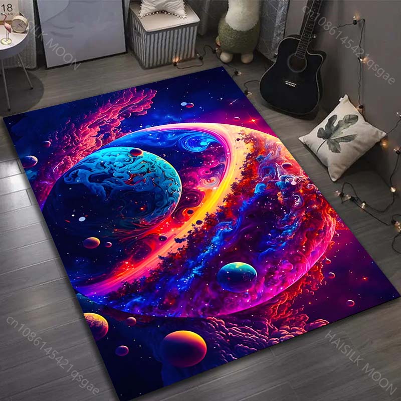 1PC Universe Planet Solar System Print Carpet for Living Room Bedroom Sofa Doormat Decor Area Rug Non-slip Floor Mat for Gifts