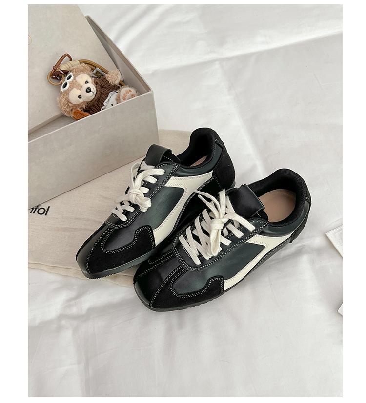 Lan Cabinet retro round head inner height increase flat bottom German training shoes women's 2025 new fashion versatile and thin casual sports shoes