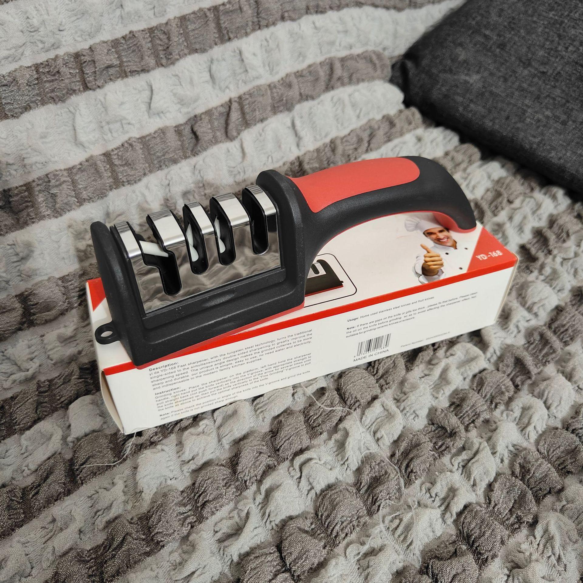 Multi-Functional Household Knife Sharpener: 3-4 Stage Manual Sharpening Stone for Kitchen Knives