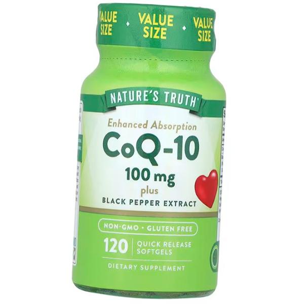 

Coenzyme Q10 with Black Pepper, Enhanced Absorption CoQ-10 Plus Black Pepper Extract 100, Nature s Truth 120 softgels (70509002) 120softgels