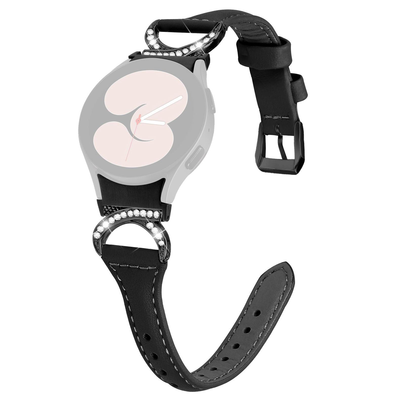 

For Samsung Galaxy Watch6 40mm 44mm/Watch6 Classic 43mm 47mm/Watch 5 40mm 44mm/Watch4 40mm 44mm Watchband Rhinestone Wrist Strap with Black Buckle Black