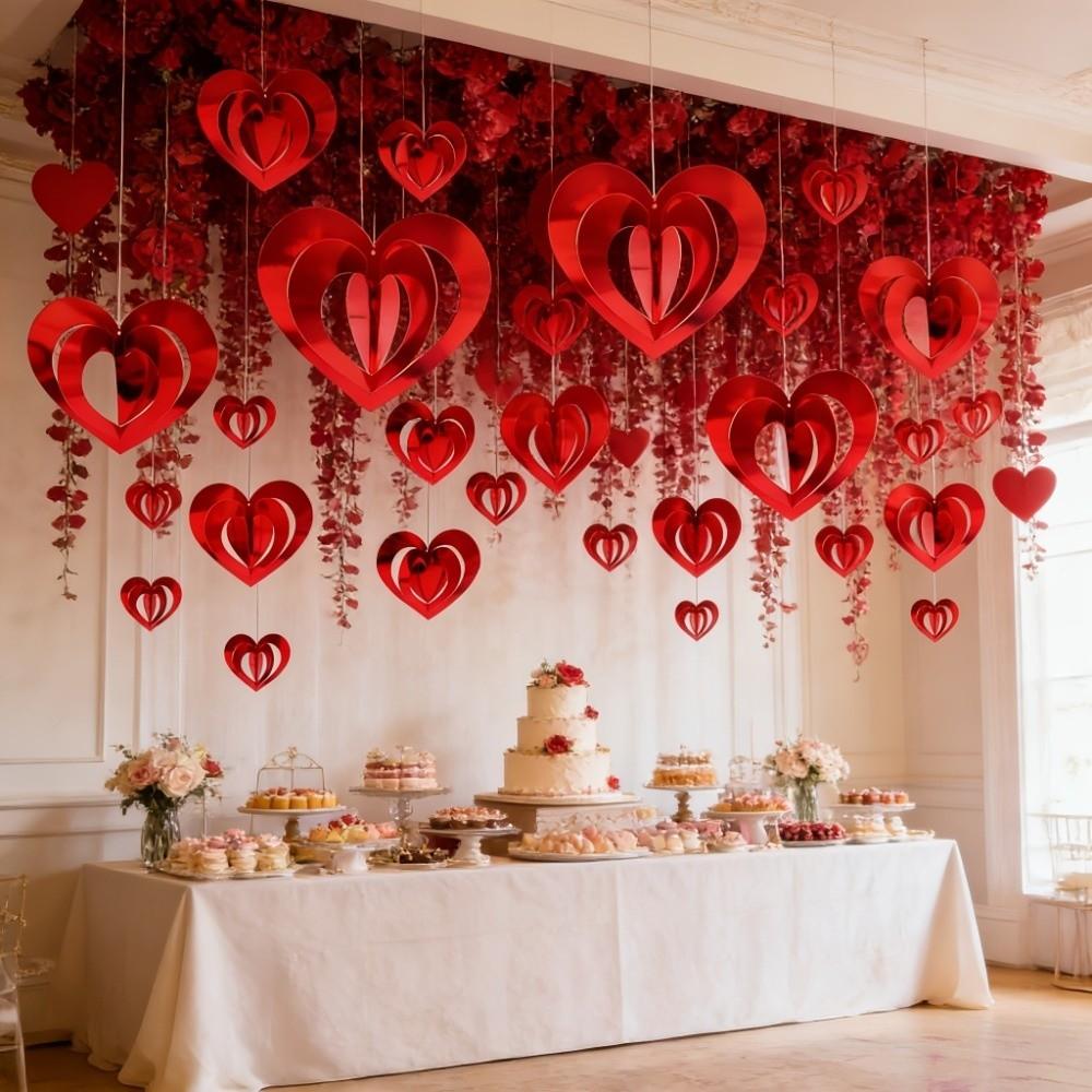 Romantic Valentine's Day Love Pulling DIY Wedding Love Flower Hanging Curtain 3D Love Spiral Pendant Valentine's Day Party