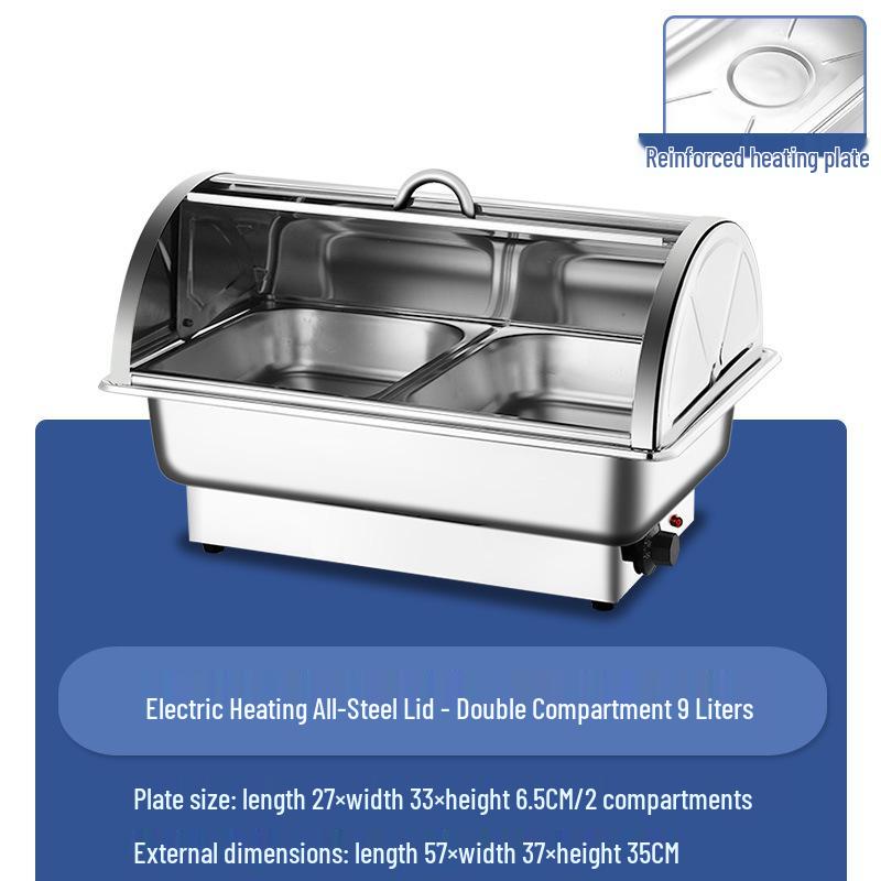 Stainless Steel Electric Chafing Dish with Visible Flip-Top for Buffet & Breakfast