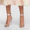 Women's Sandals Summer 2025 Patent Sexy Peep toe Stiletto High Heels Luxury Silver Strappy Wedding Dance Shoes Ladies Big Size