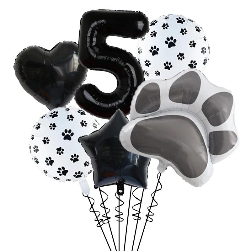 Black Puppy Paw Birthday Party Decor Cat Paw Party Supplies Tableware Cup Plates Balloons For Kids Favors Gifts Baby Shower