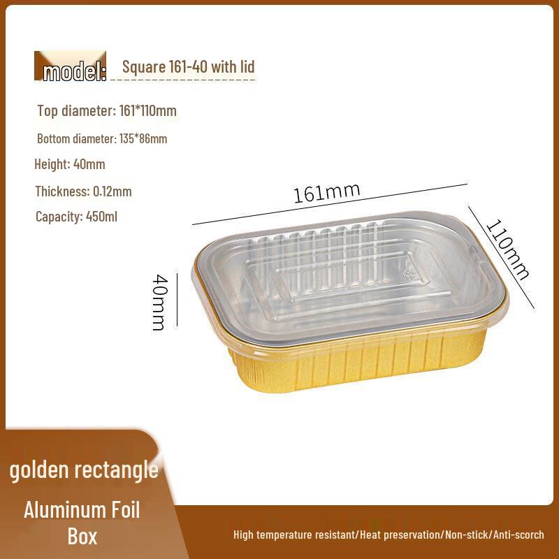 Min Nai Gold Rectangular Aluminum Foil Takeaway Containers